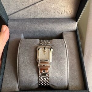 FENDI Stainless Steel Diamonds Buckle Watch